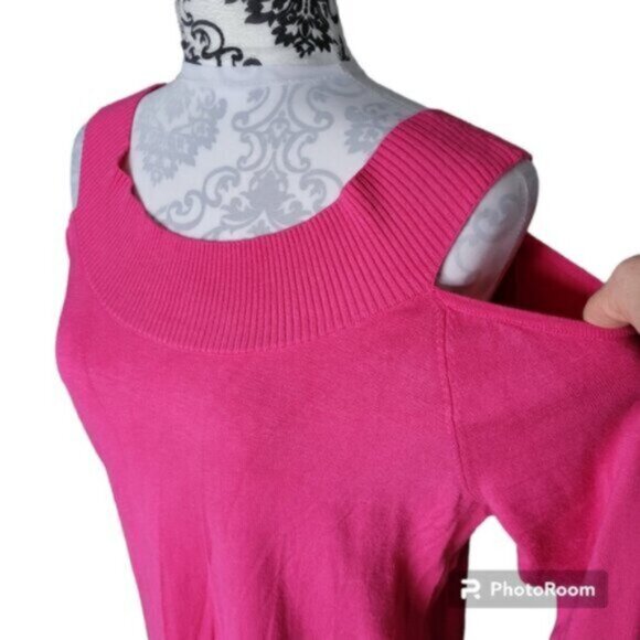 Rickis Pink Cold Shoulder Sweater Sz Large - Picture 3 of 5